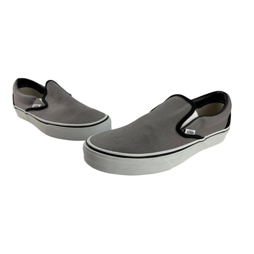 Vans Classic New Canvas Slip On Shoe in Gray + Black Men’s US 8 Women’s US 9.5